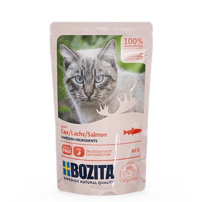 Bozita kjøttbiter i saus med laks 85g