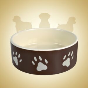 Matskål keramikk brun med poter