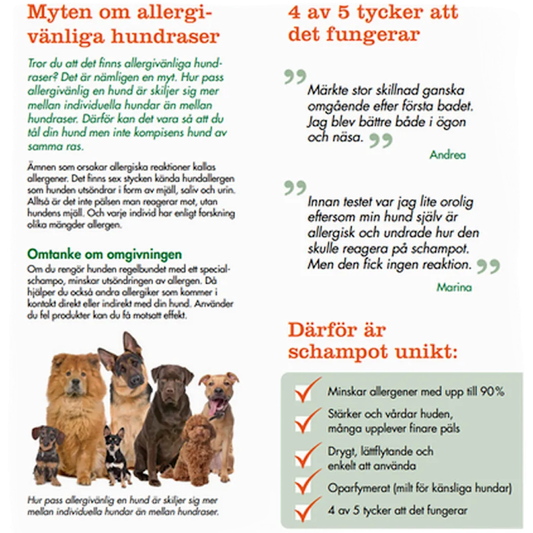 Allergenius Spesialsjampo Katt – reduserer mengden allergen