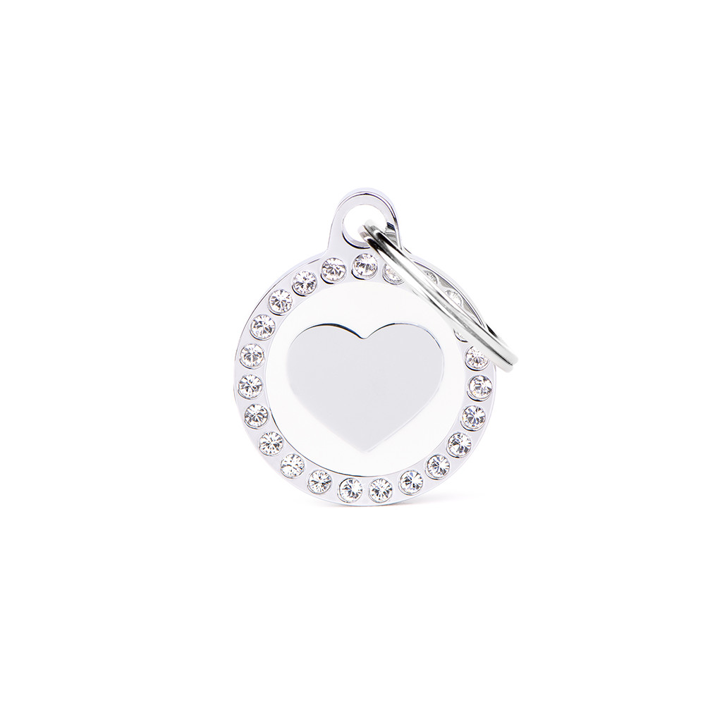 Myfamily Glam Strass ID-merke med hjerte Myfamily Glam Strass ID-merke med hjerte