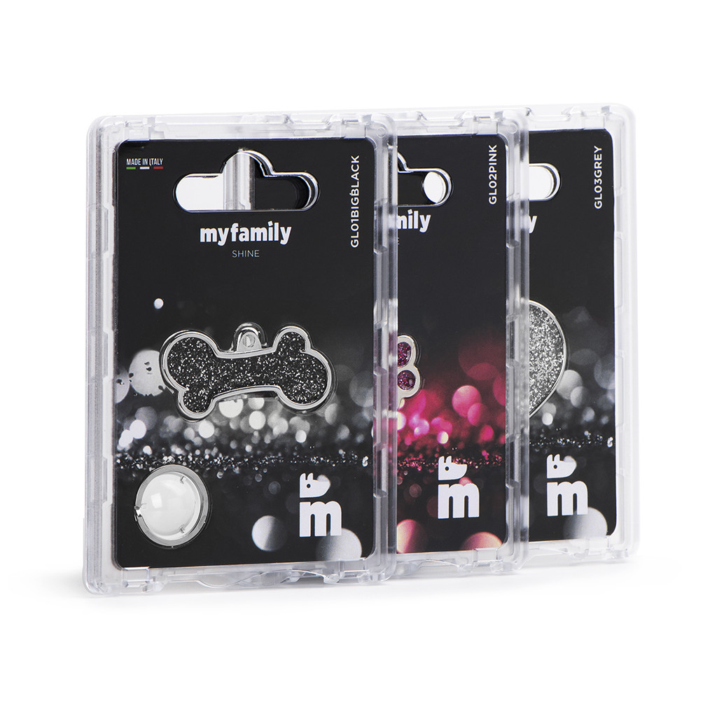 Myfamily Shine Hjerte Glitter ID Tag Myfamily Shine Hjerte Glitter ID Tag