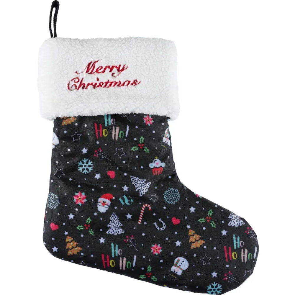 Julestrømpe svart med julemotiv Julestrømpe svart med julemotiv