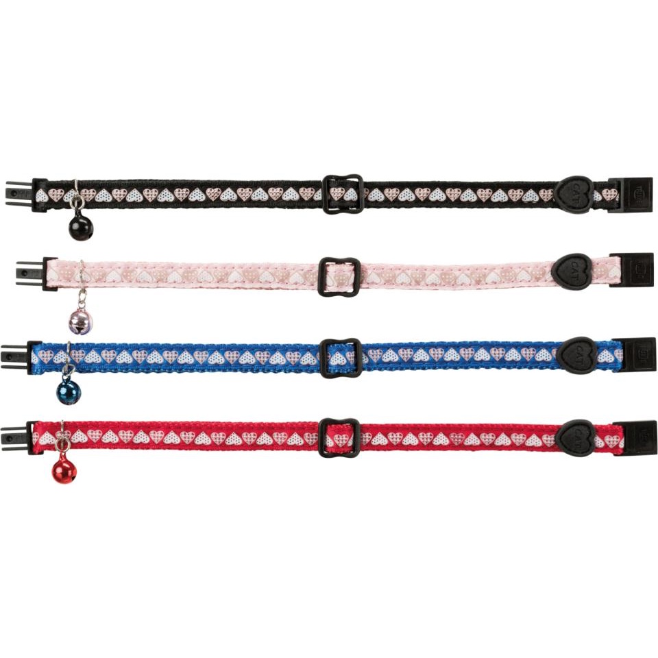 Kattehalsbånd med hjerter ass farger