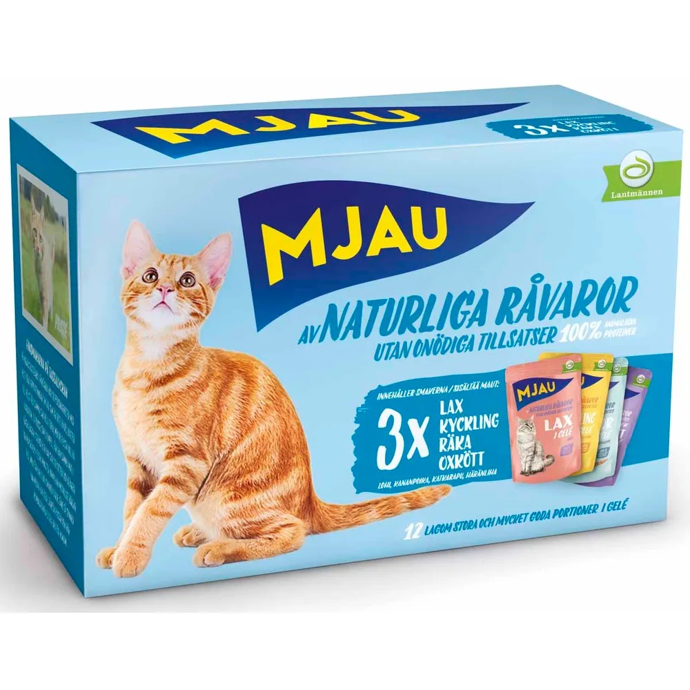 Mjau Pouch Multipack kjøtt og fisk i gele 12x85gr